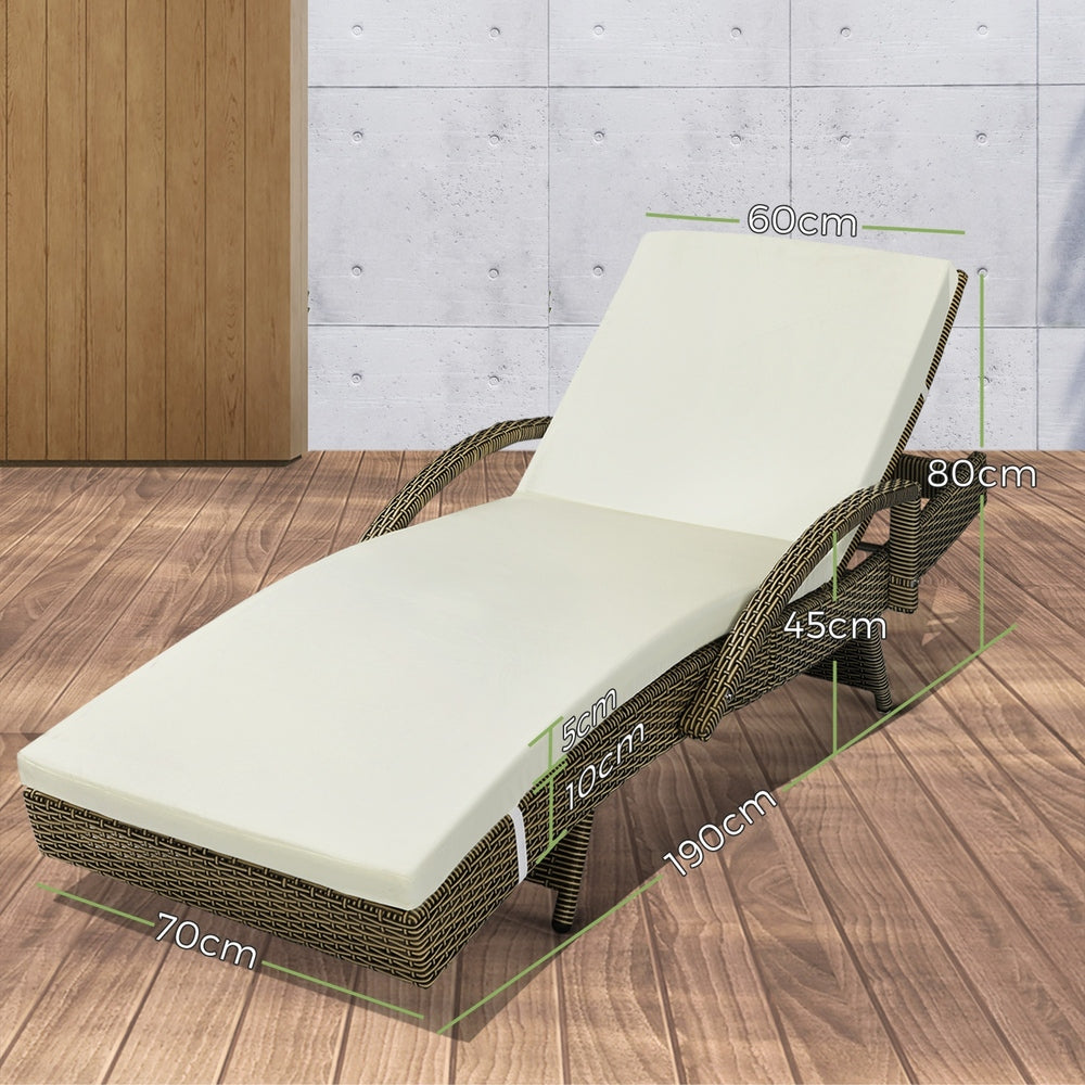 Livsip Outdoor Sun Lounger Waterproof Adjustable Grey&Beige X2