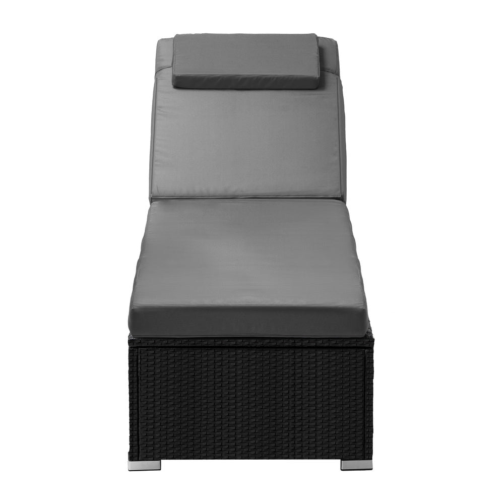 Livsip 2x Sun Lounge Wicker Lounger with Adjustable Backrest