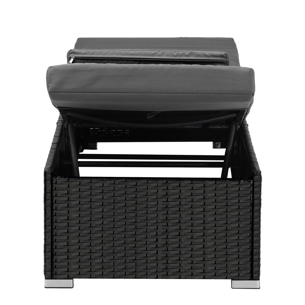 Livsip 2x Sun Lounge Wicker Lounger with Adjustable Backrest