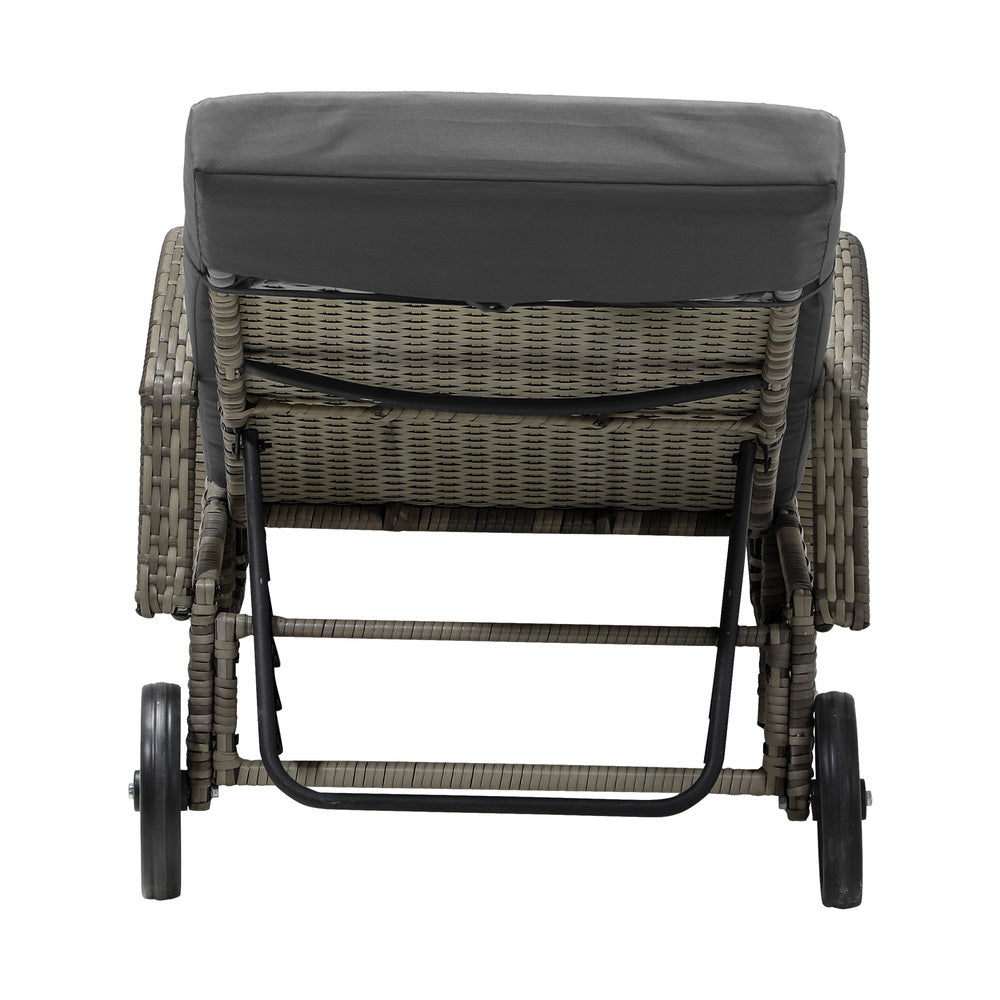 Livsip 2x Sun Lounge Adjustable Backrest Wicker Grey