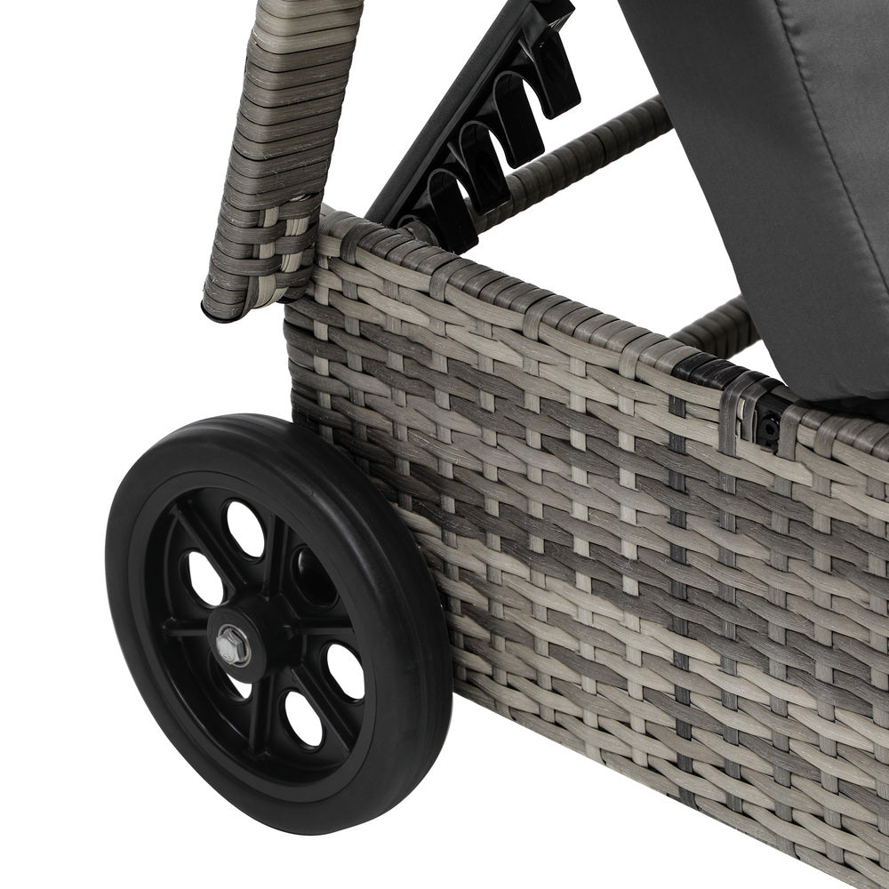 Livsip 2x Sun Lounge Adjustable Backrest Wicker Grey