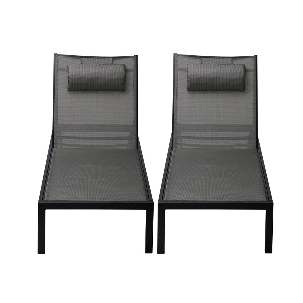 Livsip 2pcs Sun Lounge with Aluminium Frame and Wheels