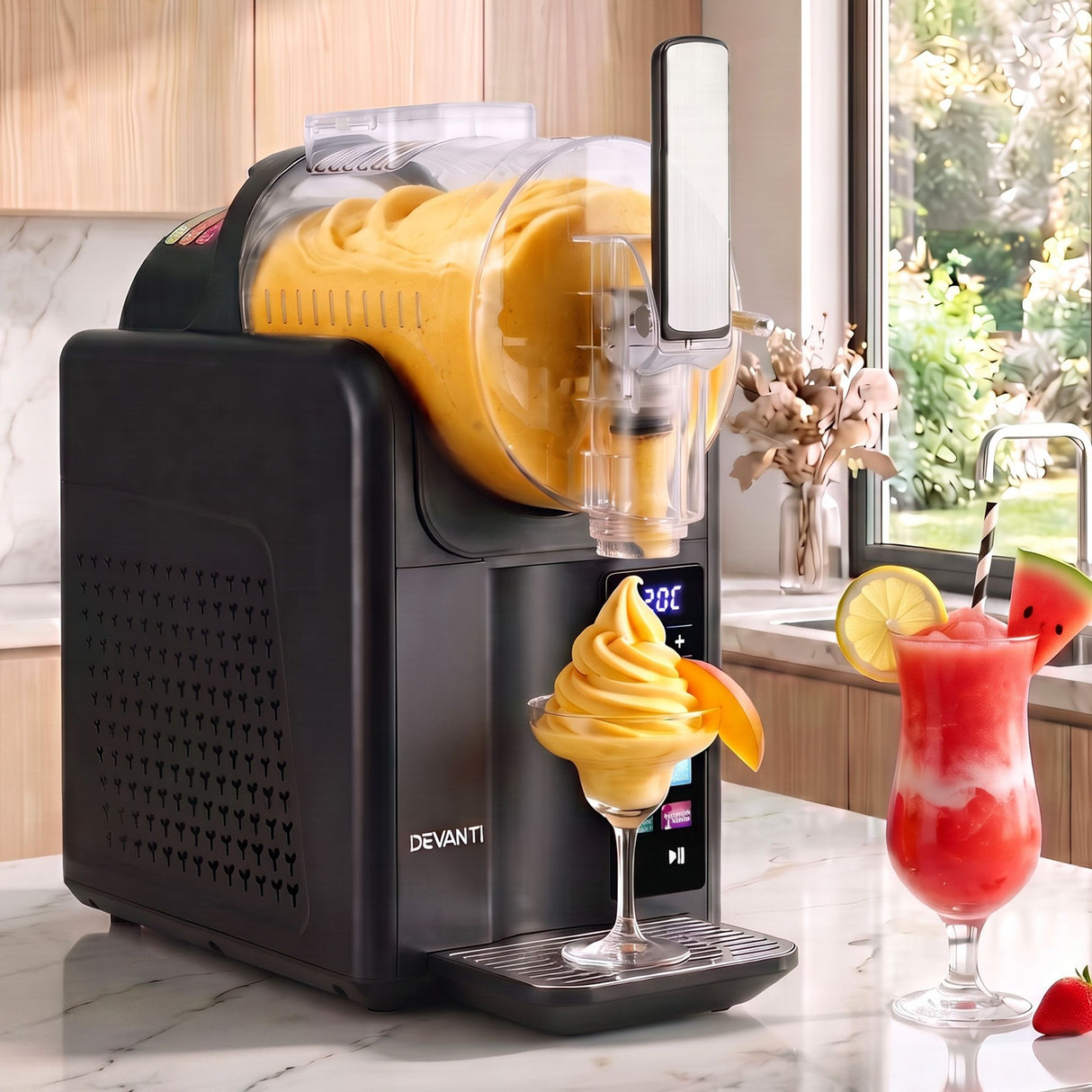 Devanti Slushie Machine 2L Frozen Drink Maker Ice Cream Cocktail Slush Maker Black