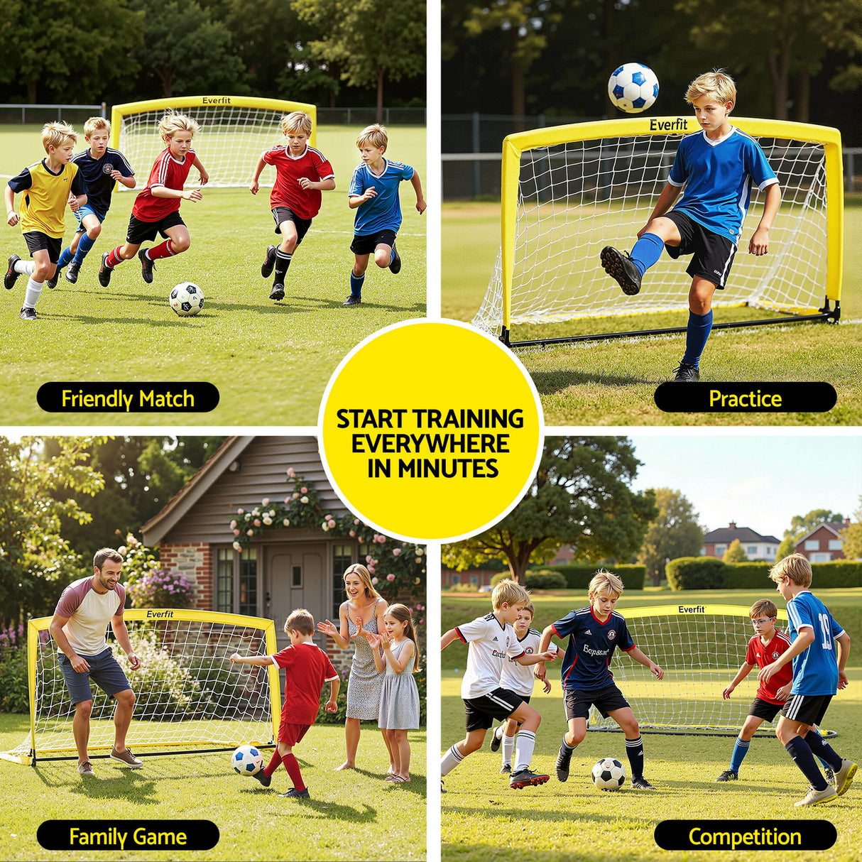 Everfit 2m Football Soccer Net Portable Goal Net Rebounder Sports Training