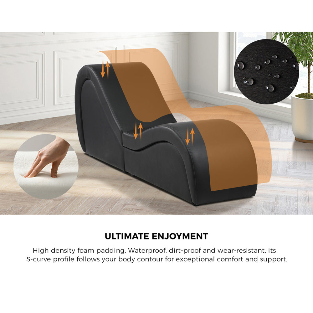 Oikiture Tantra Sofa Love Seat Chaise Lounge Couples Yoga Bed Black