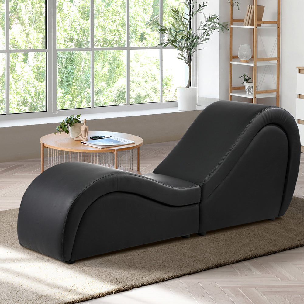 Oikiture Tantra Sofa Love Seat Chaise Lounge Couples Yoga Bed Black