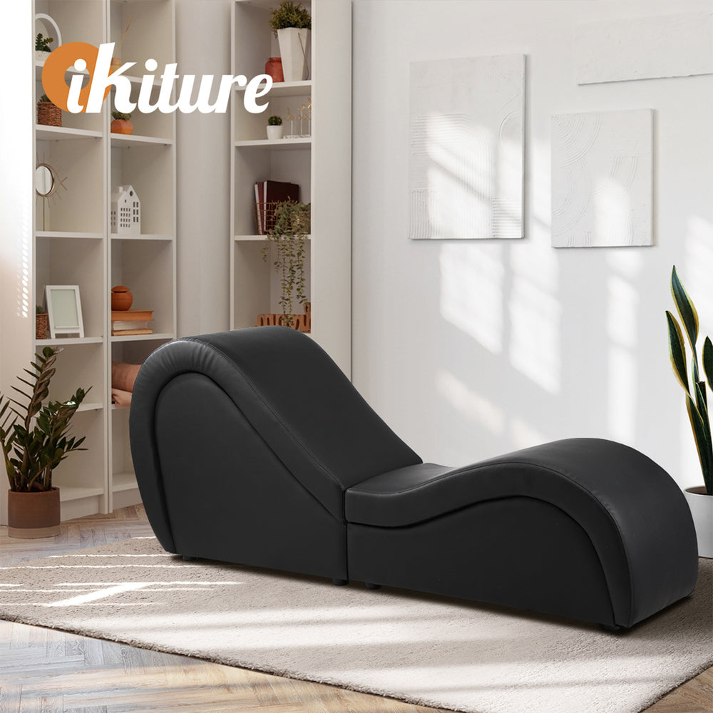 Oikiture Tantra Sofa Love Seat Chaise Lounge Couples Yoga Bed Black