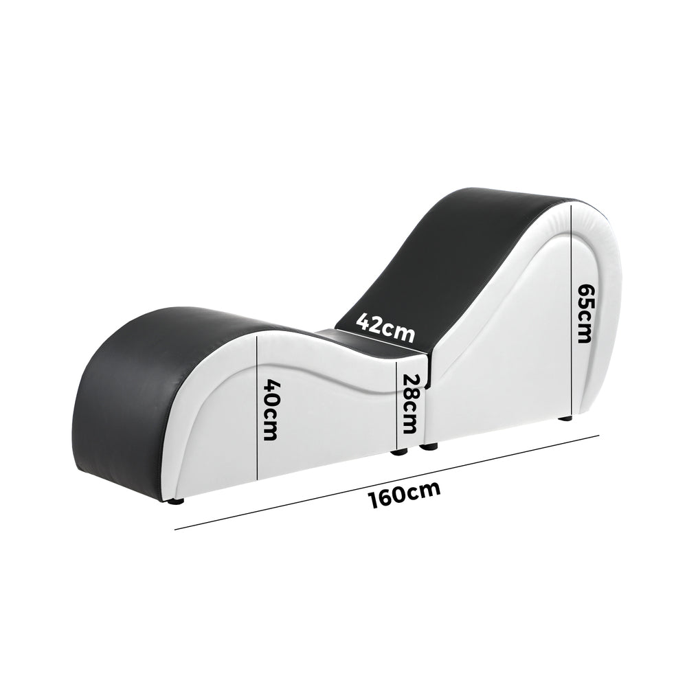 Oikiture Tantra Sofa Love Seat Chaise Lounge Couples Yoga Bed BK&WH