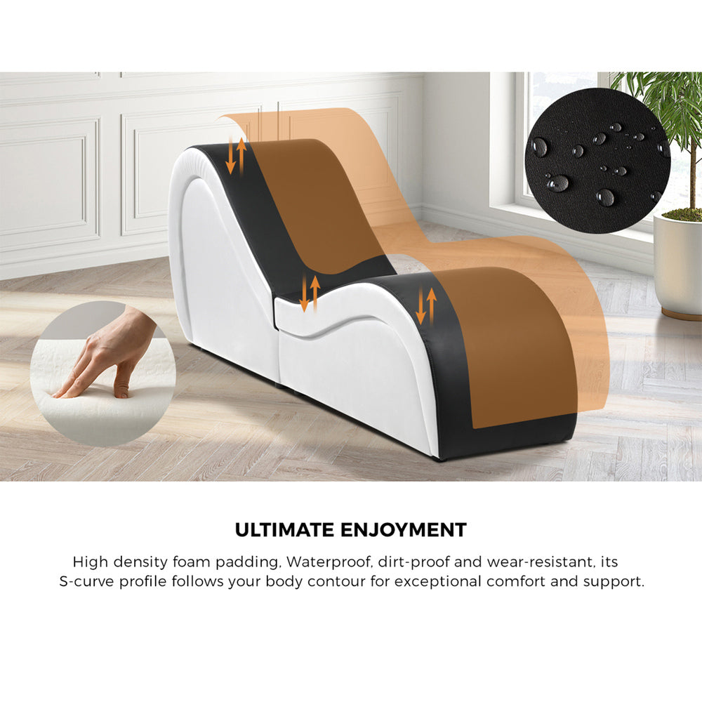 Oikiture Tantra Sofa Love Seat Chaise Lounge Couples Yoga Bed BK&WH