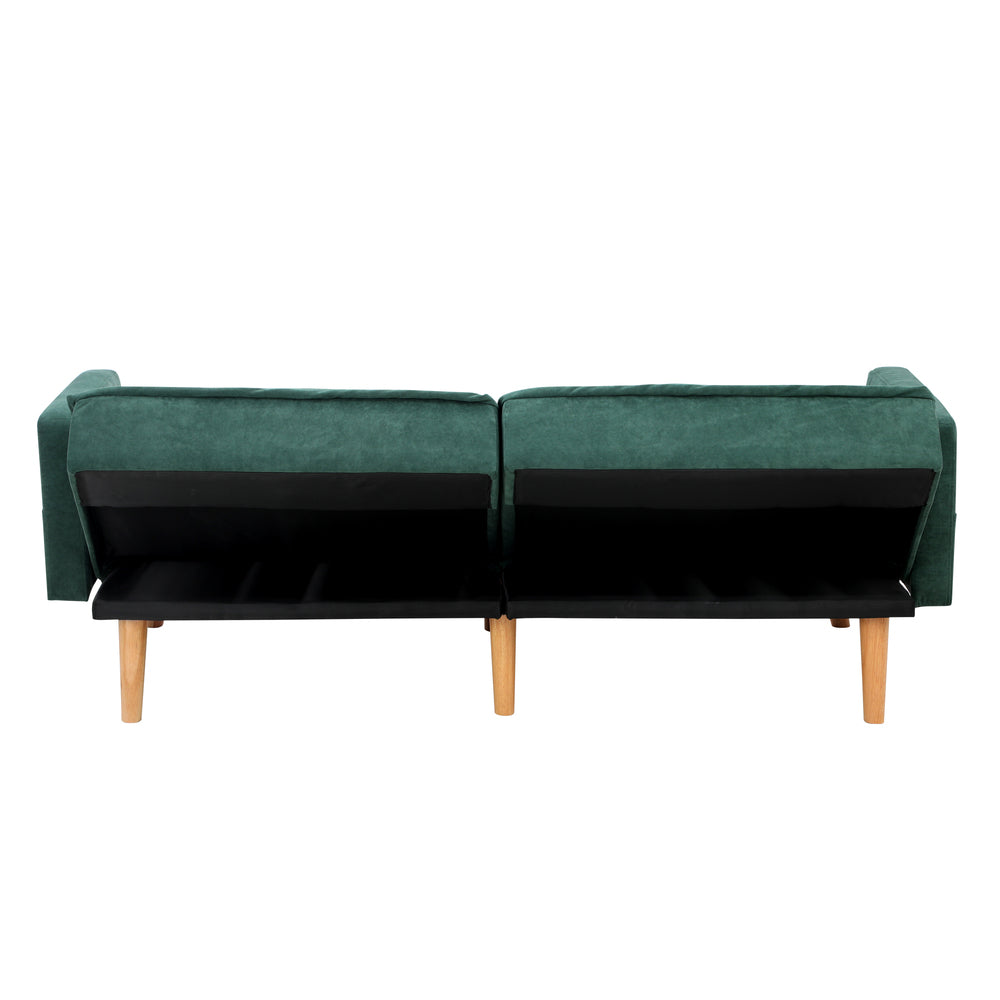 Oikiture Sofa Bed Velvet 3-Seater Green