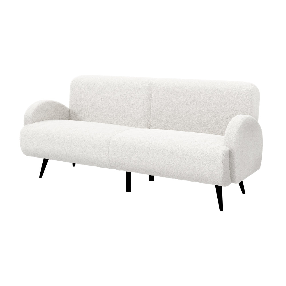 Oikiture Sherpa Sofa Luxury 3 Seater Fleece White