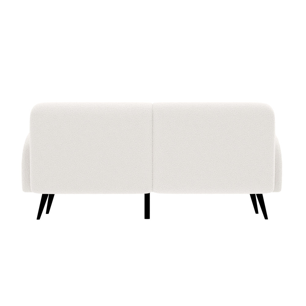 Oikiture Sherpa Sofa Luxury 3 Seater Fleece White