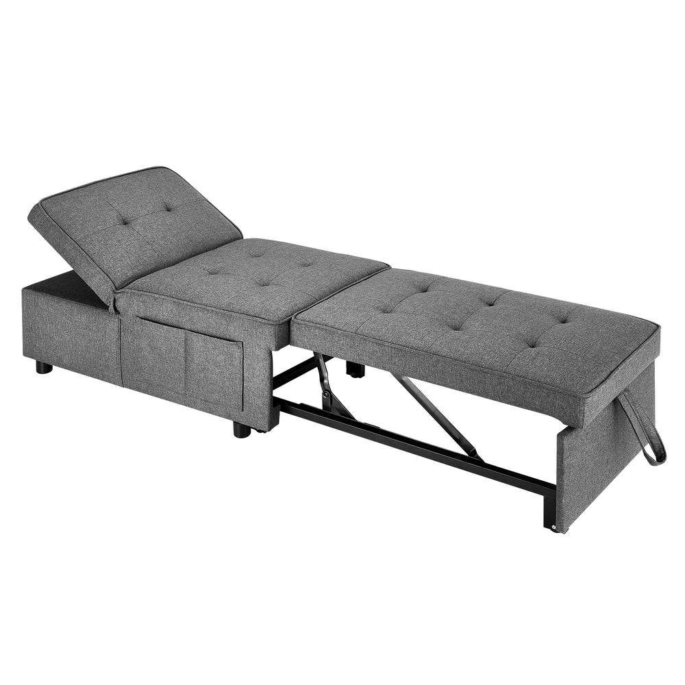 Oikiture 4 in 1 Convertible Sofa Bed Ottoman Couch Lounge Linen