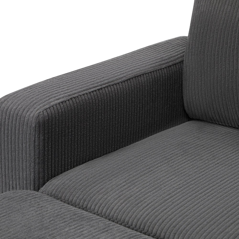 Oikiture 3 Seater Sofa with Ottoman Velvet Grey