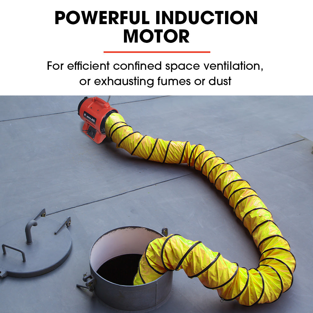 BAUMR-AG 200mm (8 inch) Portable Axial Air Mover Blower Fan with 10m Ventilation Duct