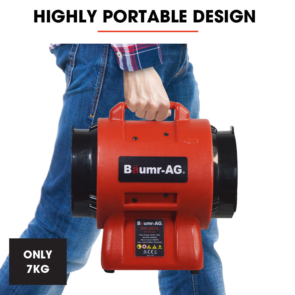 BAUMR-AG 200mm (8 inch) Portable Axial Air Mover Blower Fan with 10m Ventilation Duct