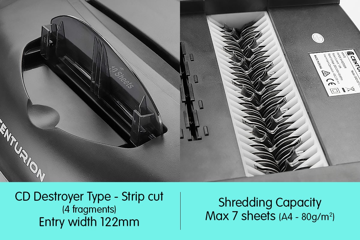 Centurion 21L Cross-Cut Office Shredder 10-Sheet Paper, CD & Credit Card Security