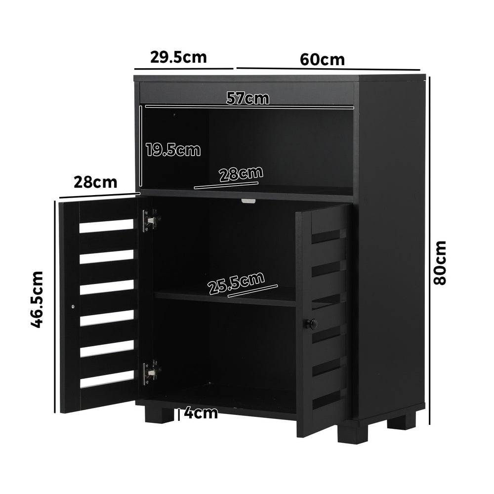 Oikiture Shoes Storage Cabinet 2 Doors Black Set of 2