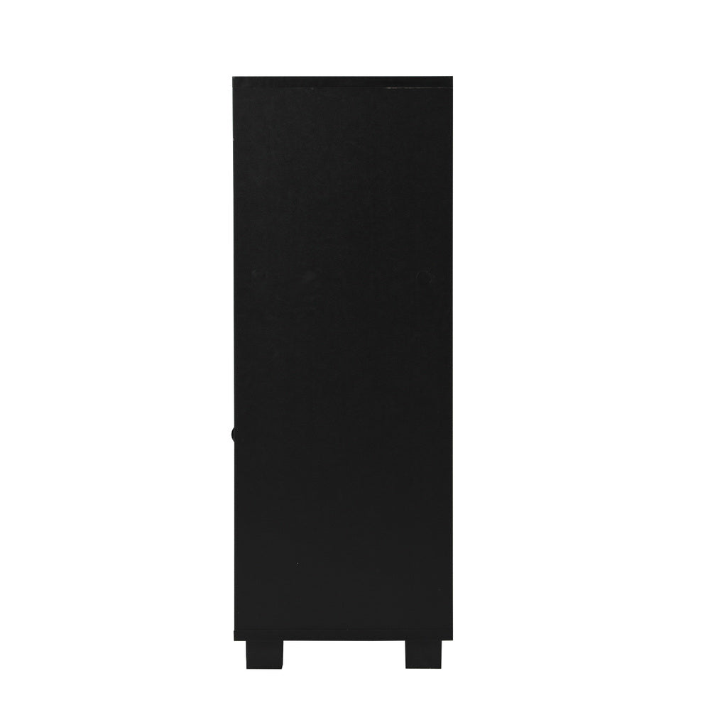 Oikiture Shoes Storage Cabinet 2 Doors Black Set of 2