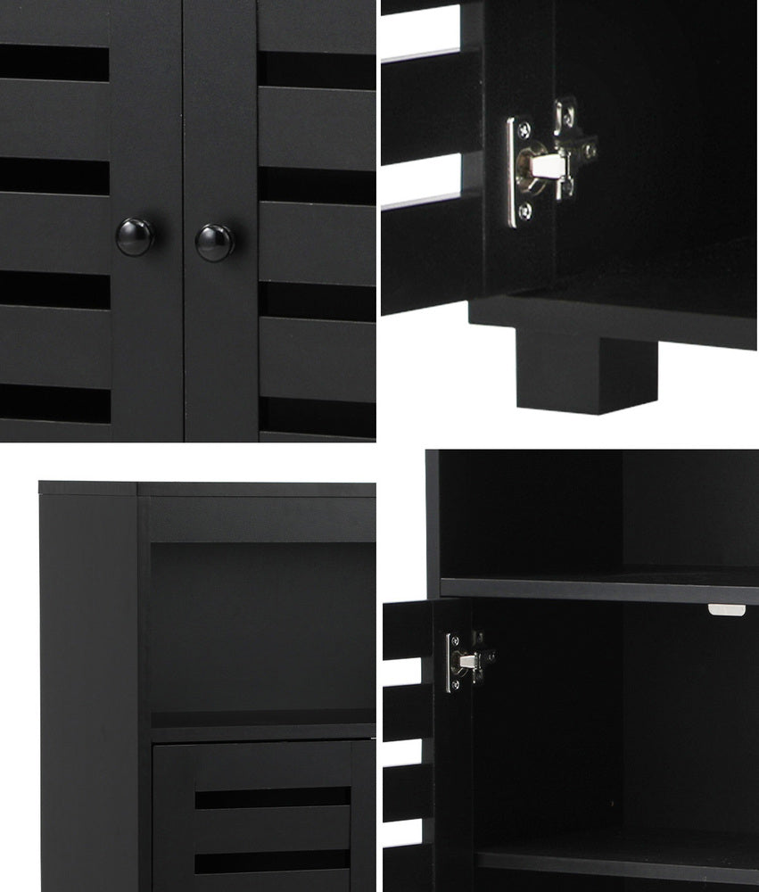 Oikiture Shoes Storage Cabinet 2 Doors Black Set of 2