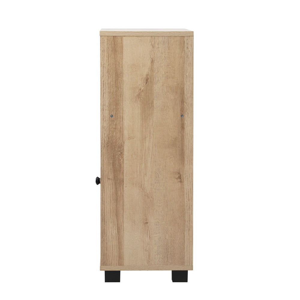 Oikiture Shoes Storage Cabinet Organiser Shelf 2 Doors Brown
