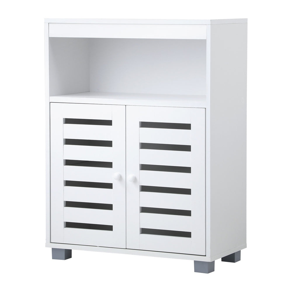 Oikiture Shoes Storage Cabinet Organiser Shelf 2 Doors White