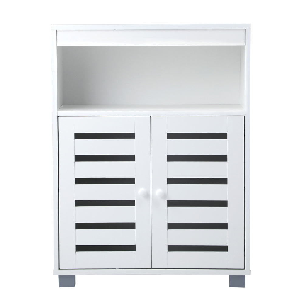 Oikiture Shoes Storage Cabinet Organiser Shelf 2 Doors White