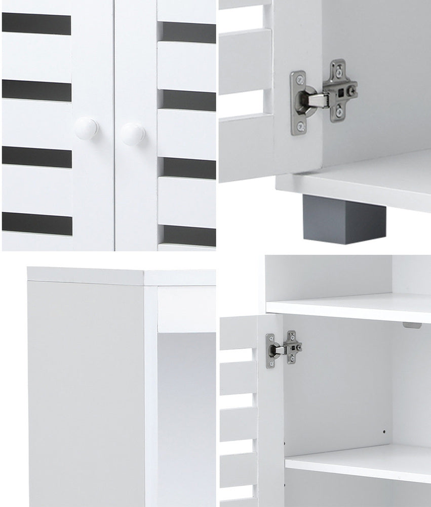 Oikiture Shoes Storage Cabinet 2 Doors White Set of 2