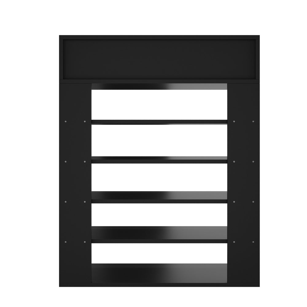 Oikiture Shoes Storage Rack 5-tier Shelves with Drawer Black
