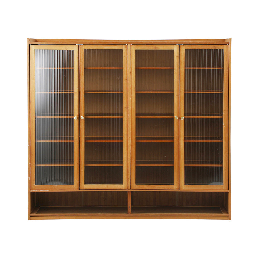 Oikiture Shoe Storage Cabinet 4 Doors 7 Shelves Brown