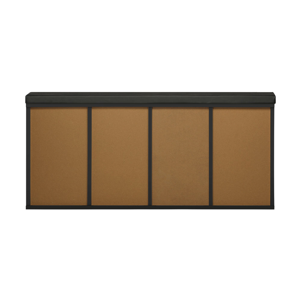 Oikiture Shoe Bench 105cm with Leather Seat Black