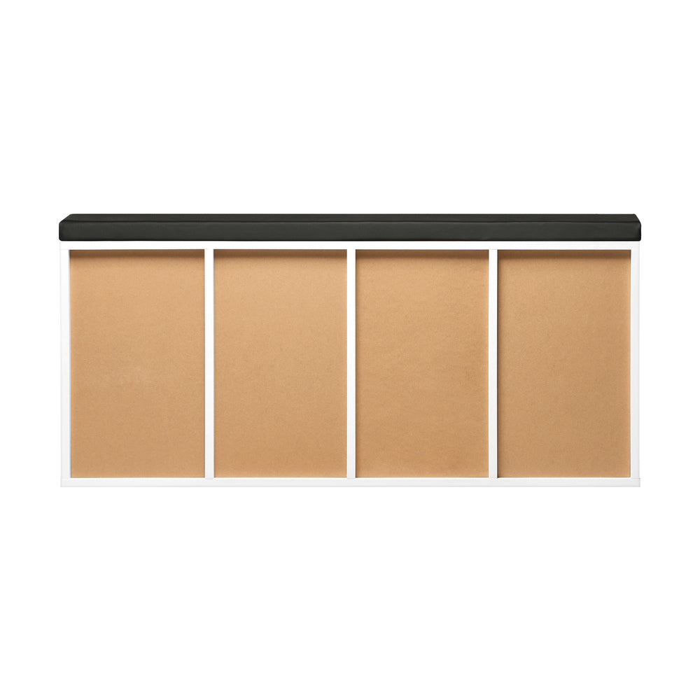 Oikiture Shoe Bench 105cm with Leather Seat Black&White