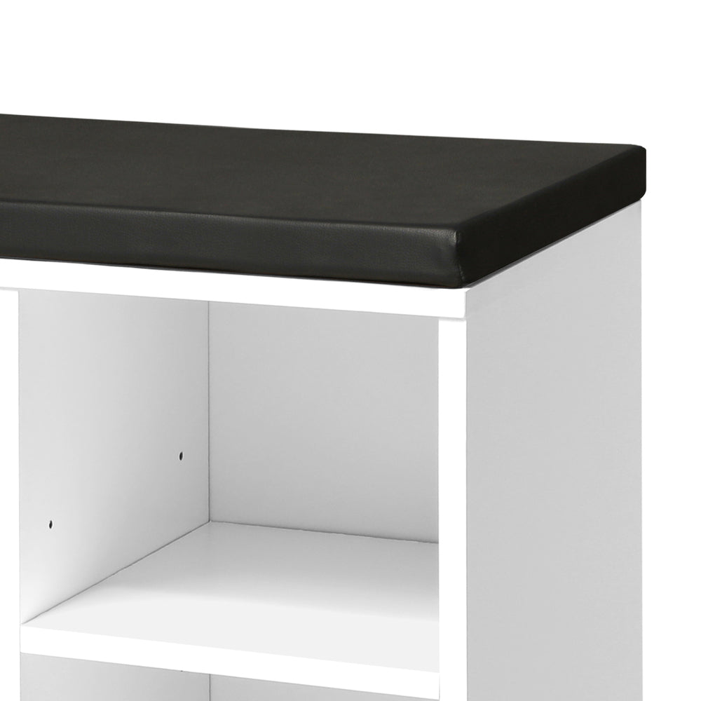 Oikiture Shoe Bench 105cm with Leather Seat Black&White