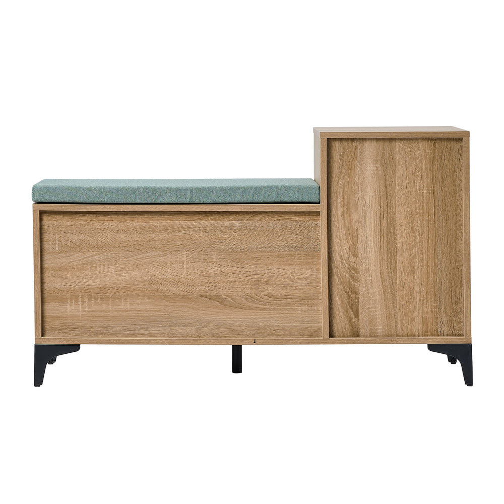 Oikiture Shoe Cabinet Bench Storage Drawer 6 Shelves Polyester Seat