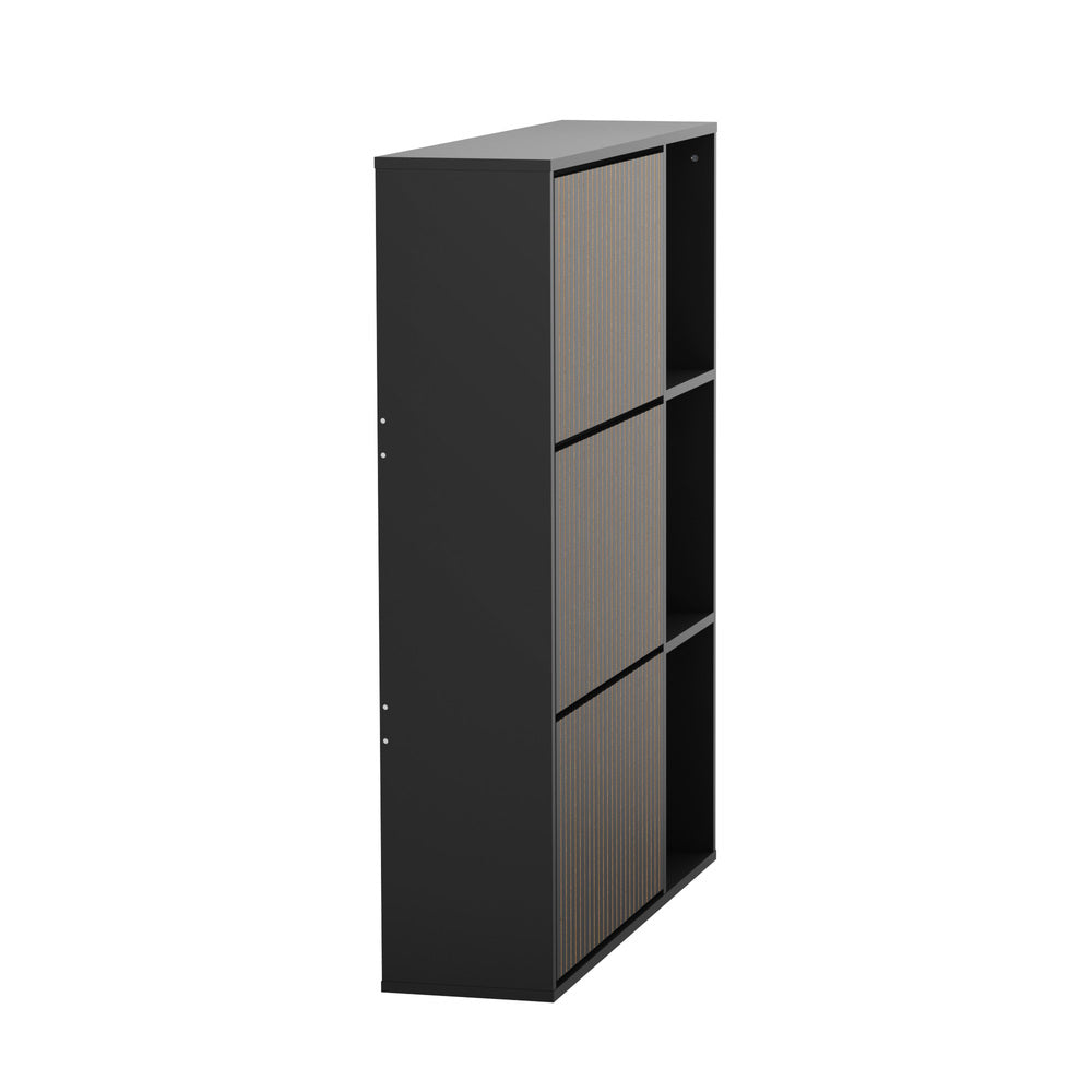 Oikiture Shoe Rack Storage Cabinet with Display Shelves Black