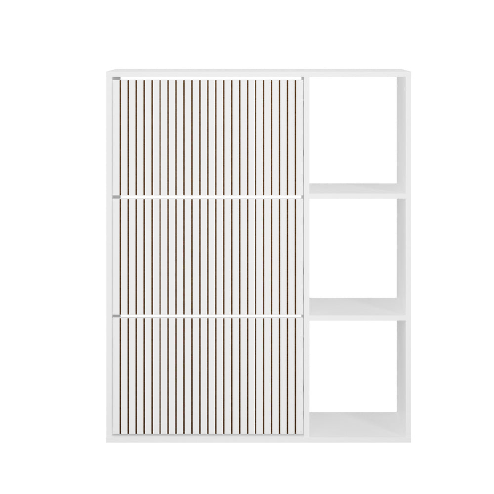 Oikiture Shoe Rack Storage Cabinet with Display Shelves White