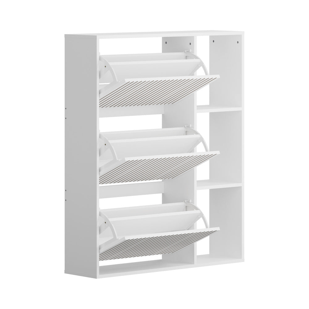 Oikiture Shoe Rack Storage Cabinet with Display Shelves White