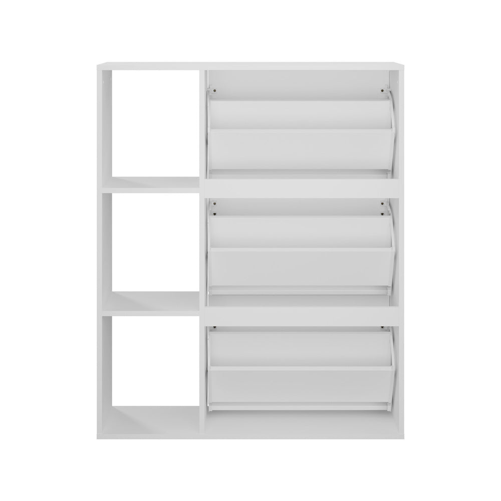 Oikiture Shoe Rack Storage Cabinet with Display Shelves White