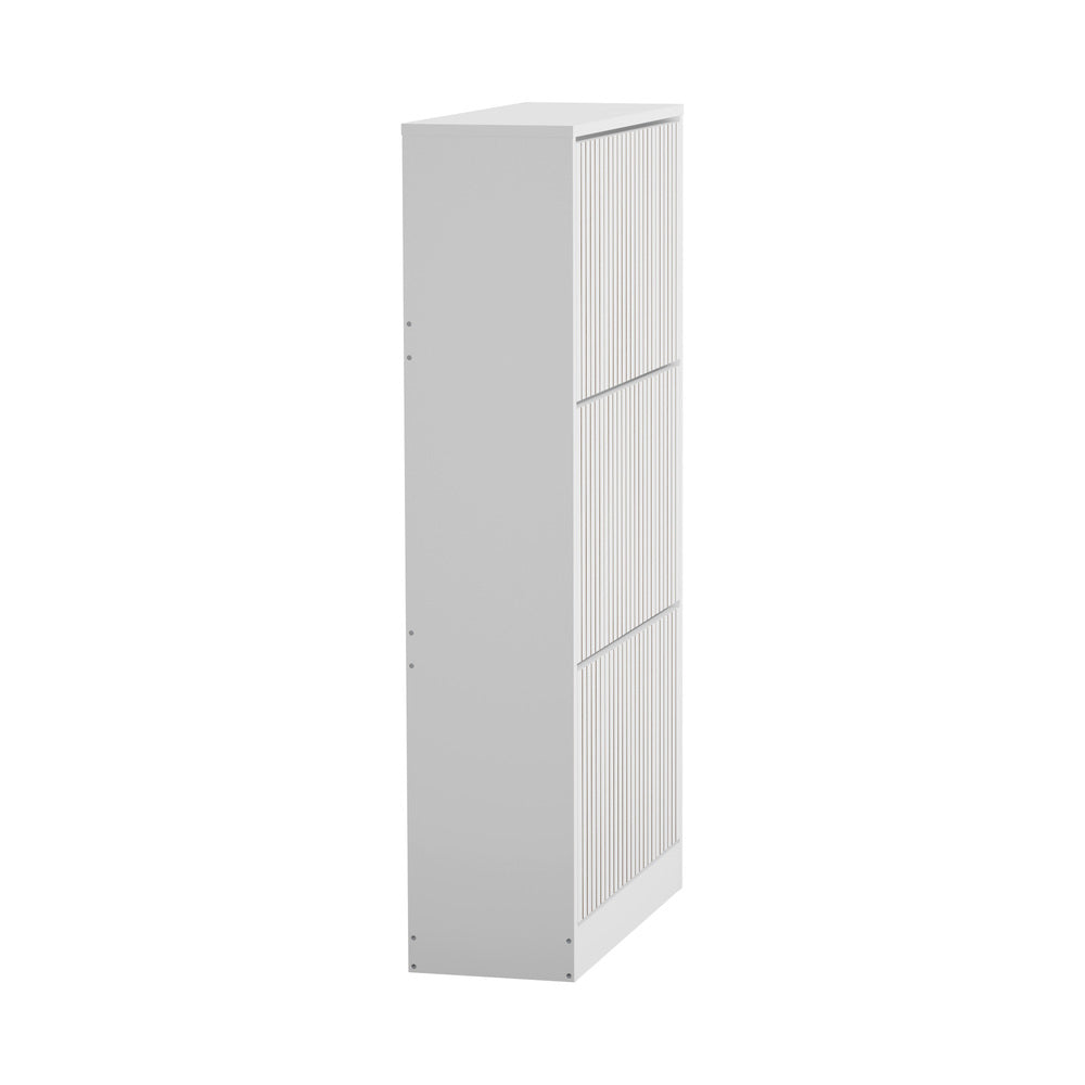 Oikiture Shoe Rack Storage Cabinet 3 Compartments White