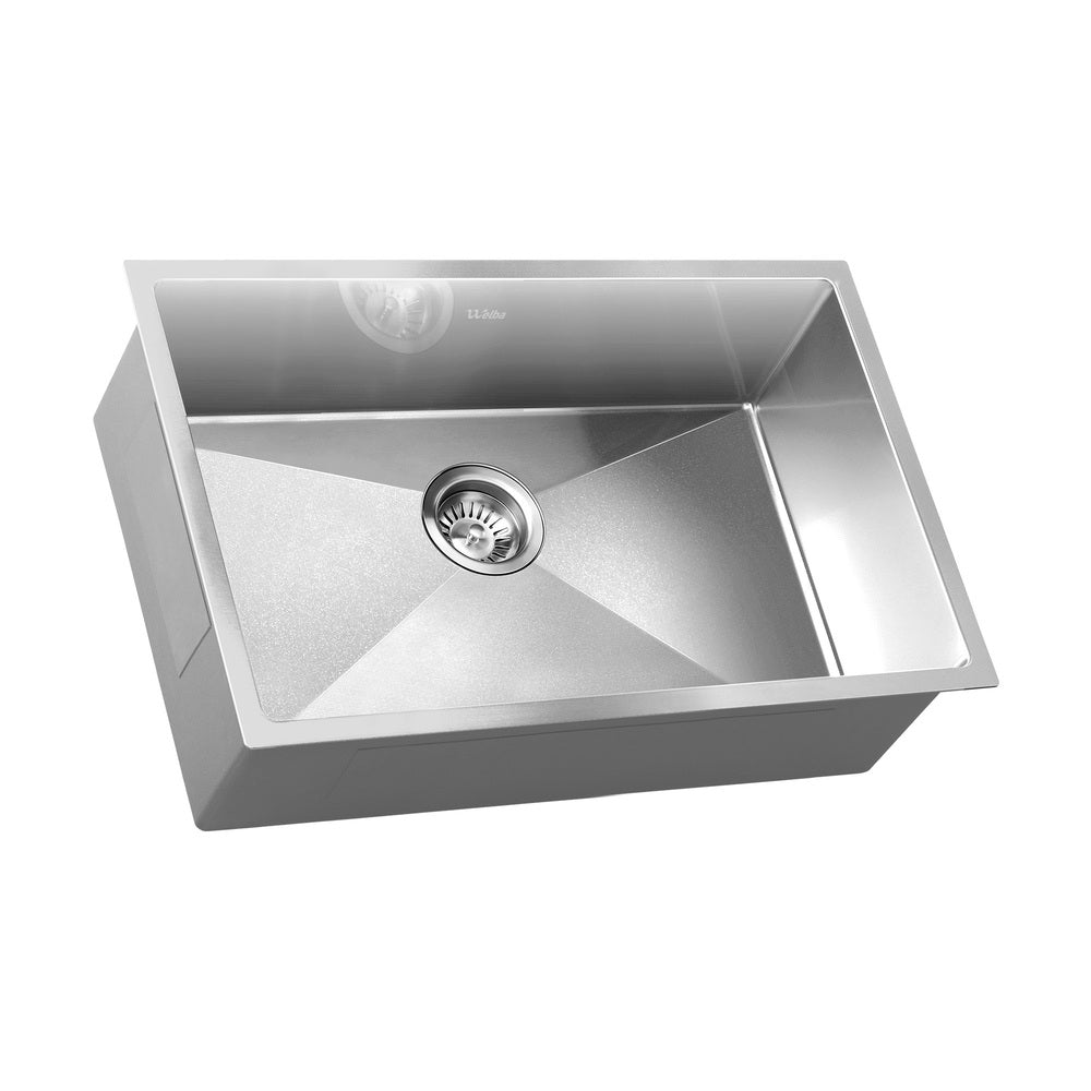Welba Kitchen Sink 70X45CM Stainless Steel Single Bowl Basin With Waste Silver