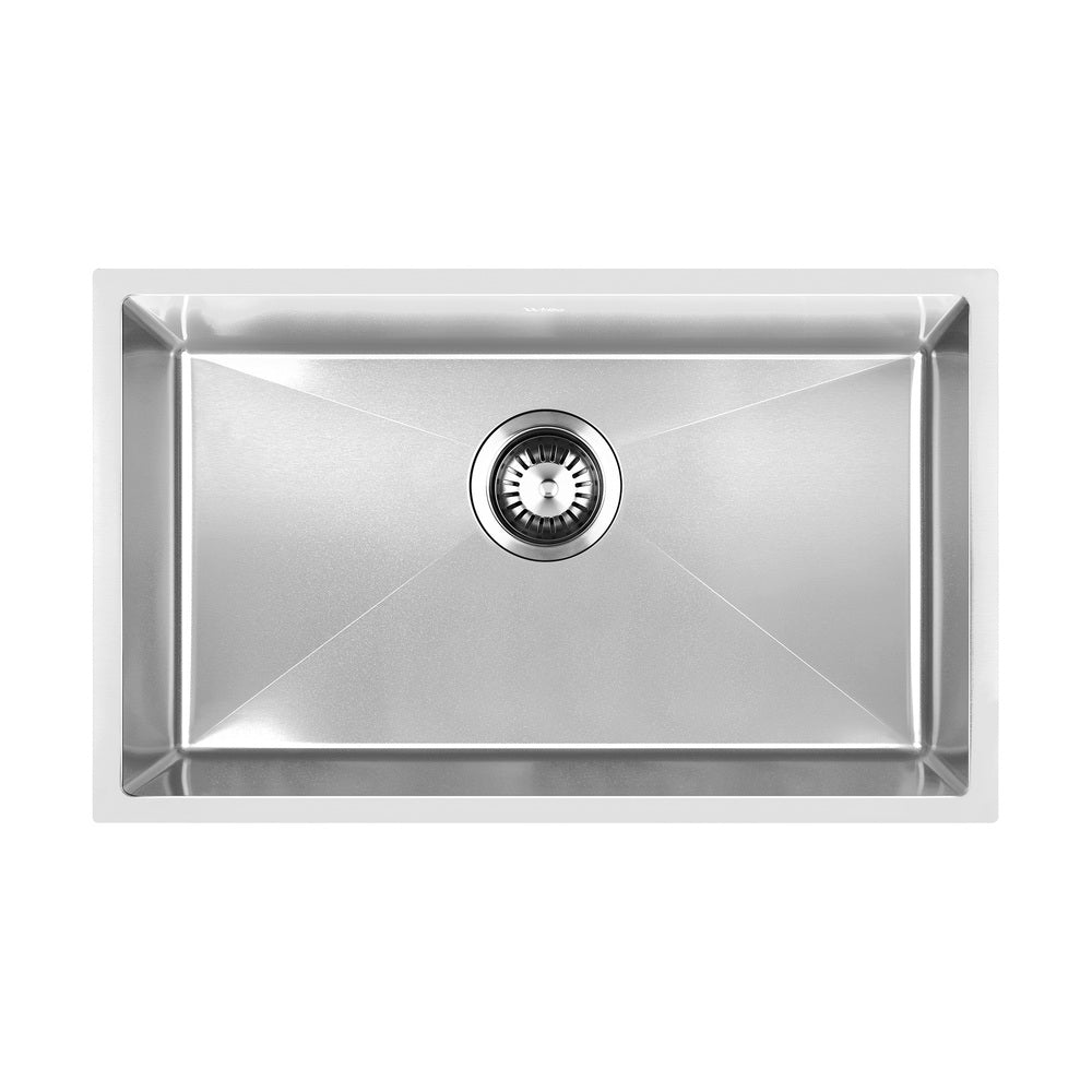 Welba Kitchen Sink 70X45CM Stainless Steel Single Bowl Basin With Waste Silver