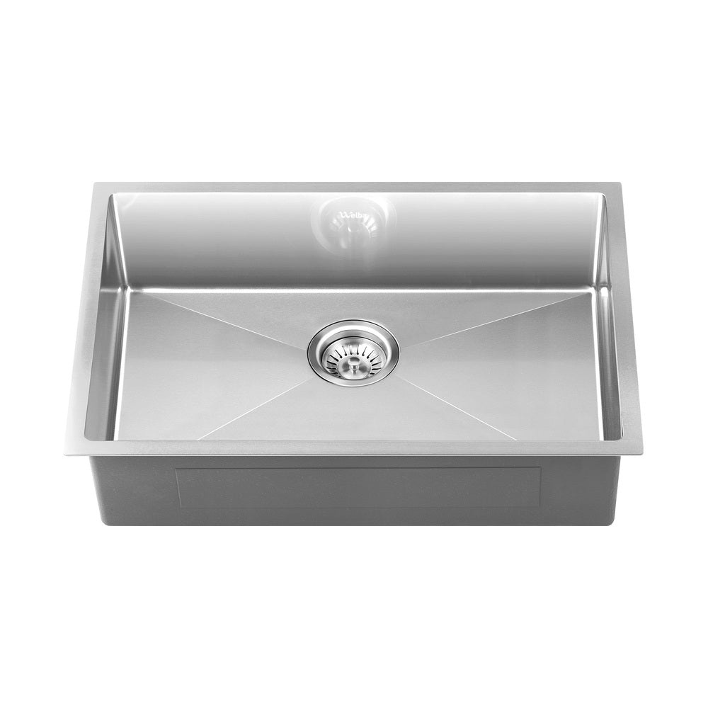 Welba Kitchen Sink 70X45CM Stainless Steel Single Bowl Basin With Waste Silver