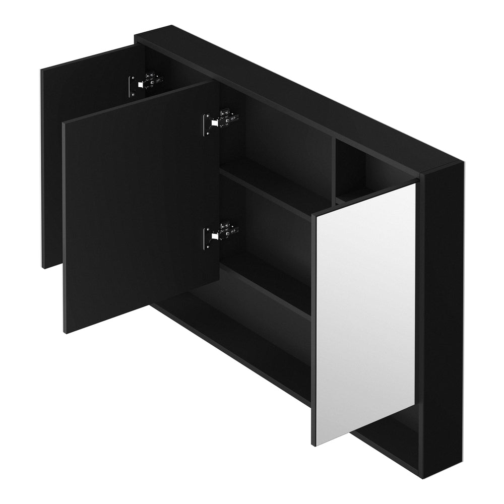 Welba Bathroom Mirror Cabinet LED Wall Storage 1200x750mm Black