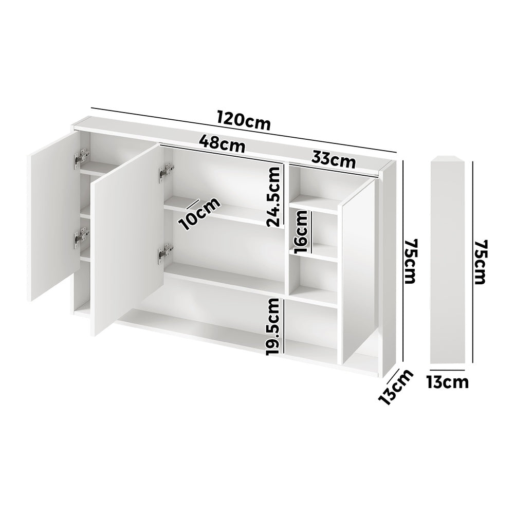 Welba Bathroom Mirror Cabinet LED Wall Storage 1200x750mm