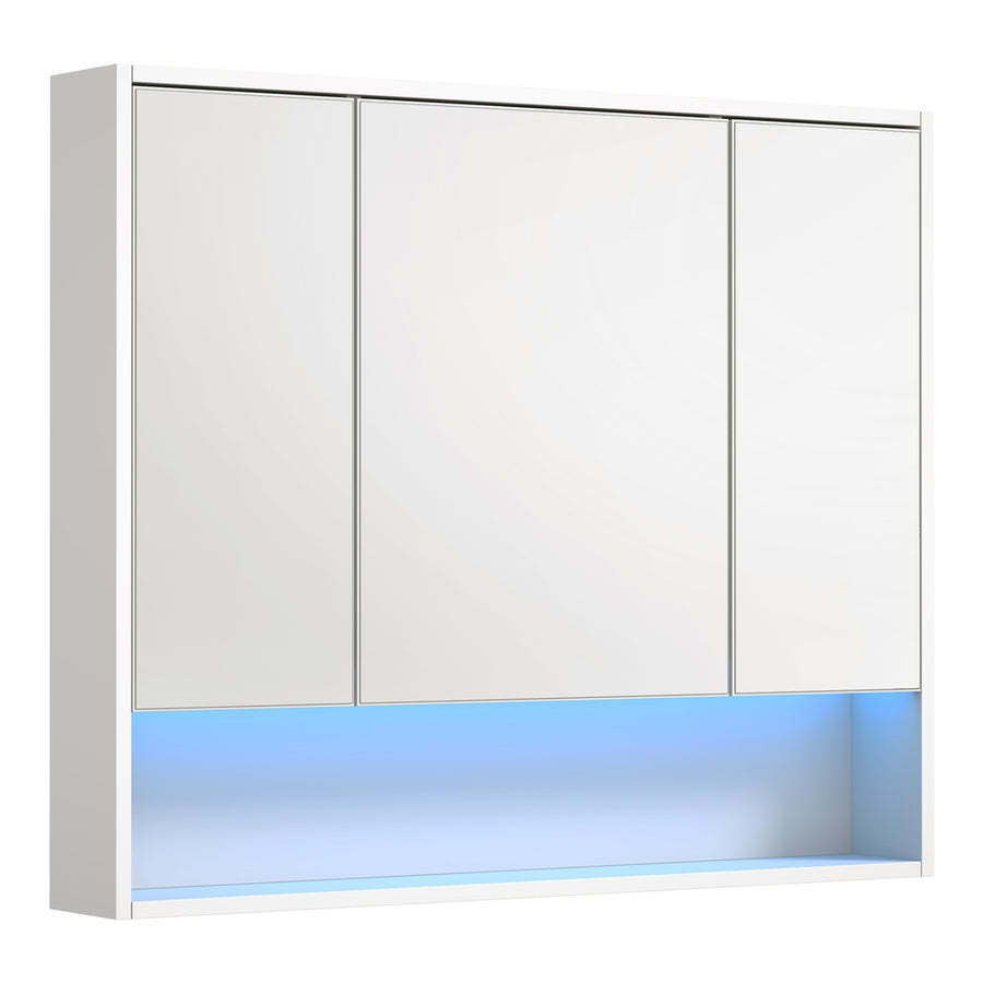Welba Bathroom Mirror Cabinet LED Wall Storage 900x750mm