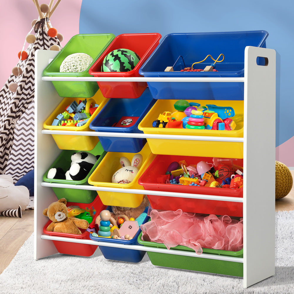 Oikiture Kids Toy Box Organiser 12 Bins