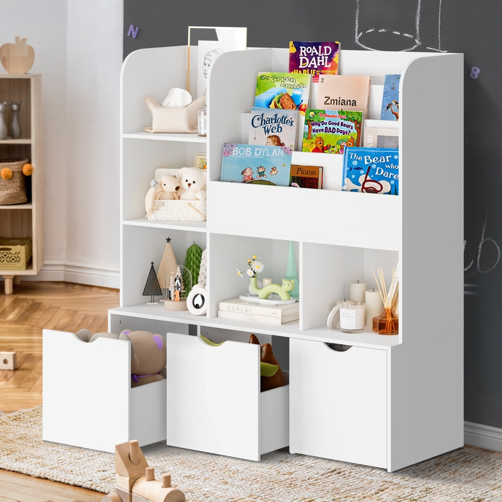 Oikiture Kids Bookcase Toy Organiser Cabinet With Chest