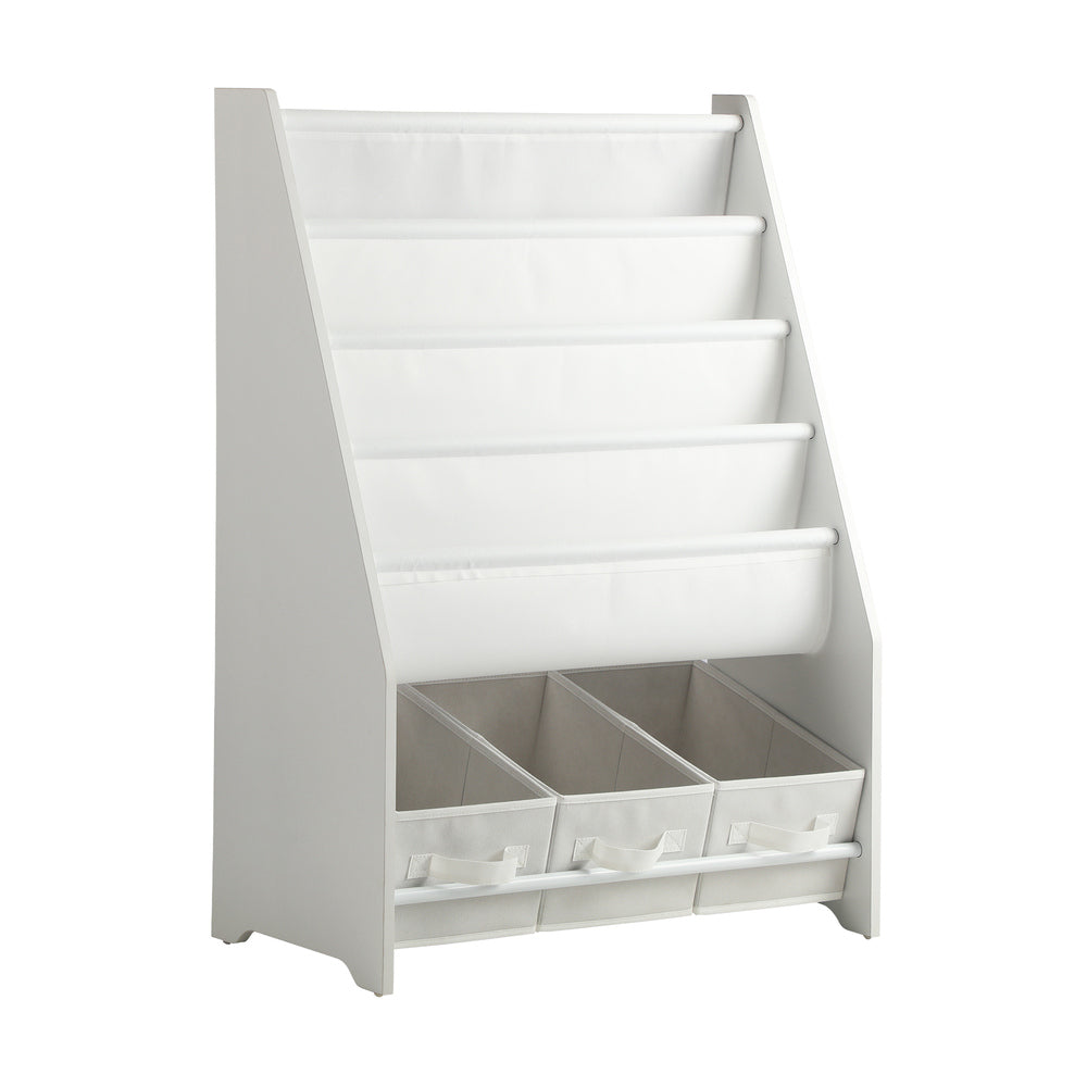 Oikiture 4-tier Kids Storage Rack with 3 Boxes White