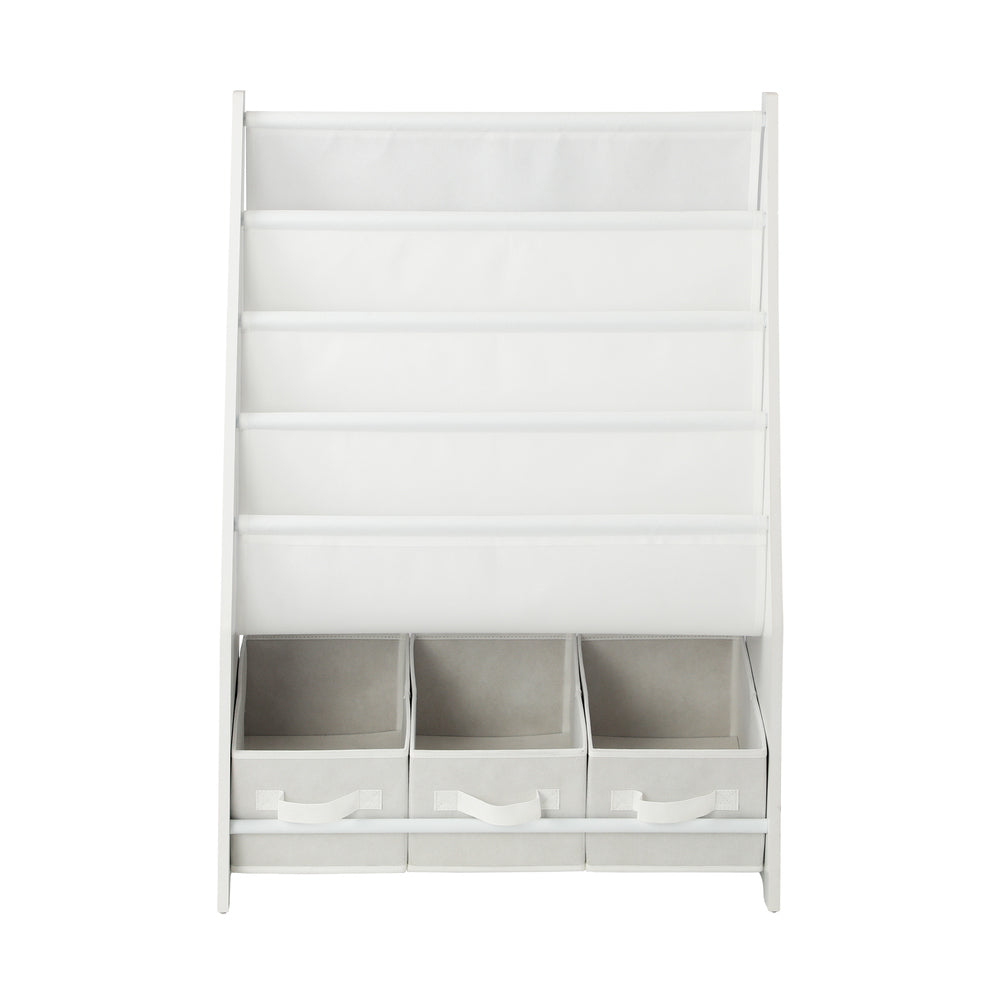 Oikiture 4-tier Kids Storage Rack with 3 Boxes White