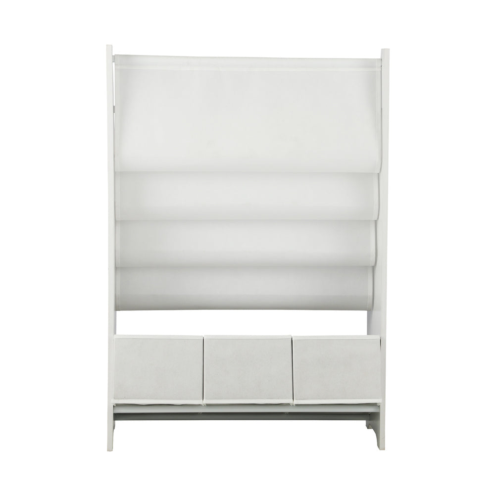 Oikiture 4-tier Kids Storage Rack with 3 Boxes White